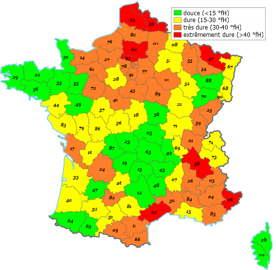 Dureté de l'eau France